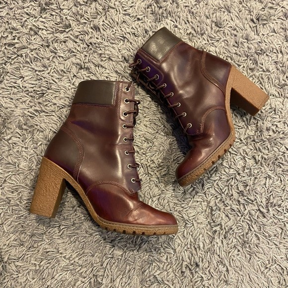 Timberland Women’s Tillston 6 Inch Boot In Burgundy Full Grain Size 9 Lace Up - Picture 6 of 16